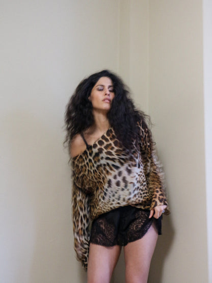 Yves Saint Laurent Tom Ford Leopard Silk Top 2003