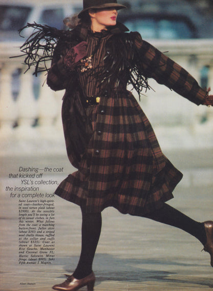 Yves Saint Laurent Rive Gauche Fall 1980 Brown Plaid Coat