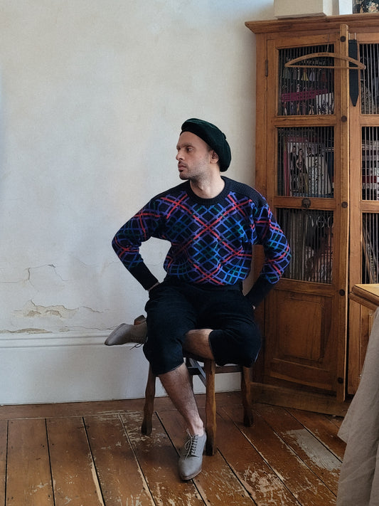 Yves Saint Laurent Fall 1985 Argyll Sweater Size S/M