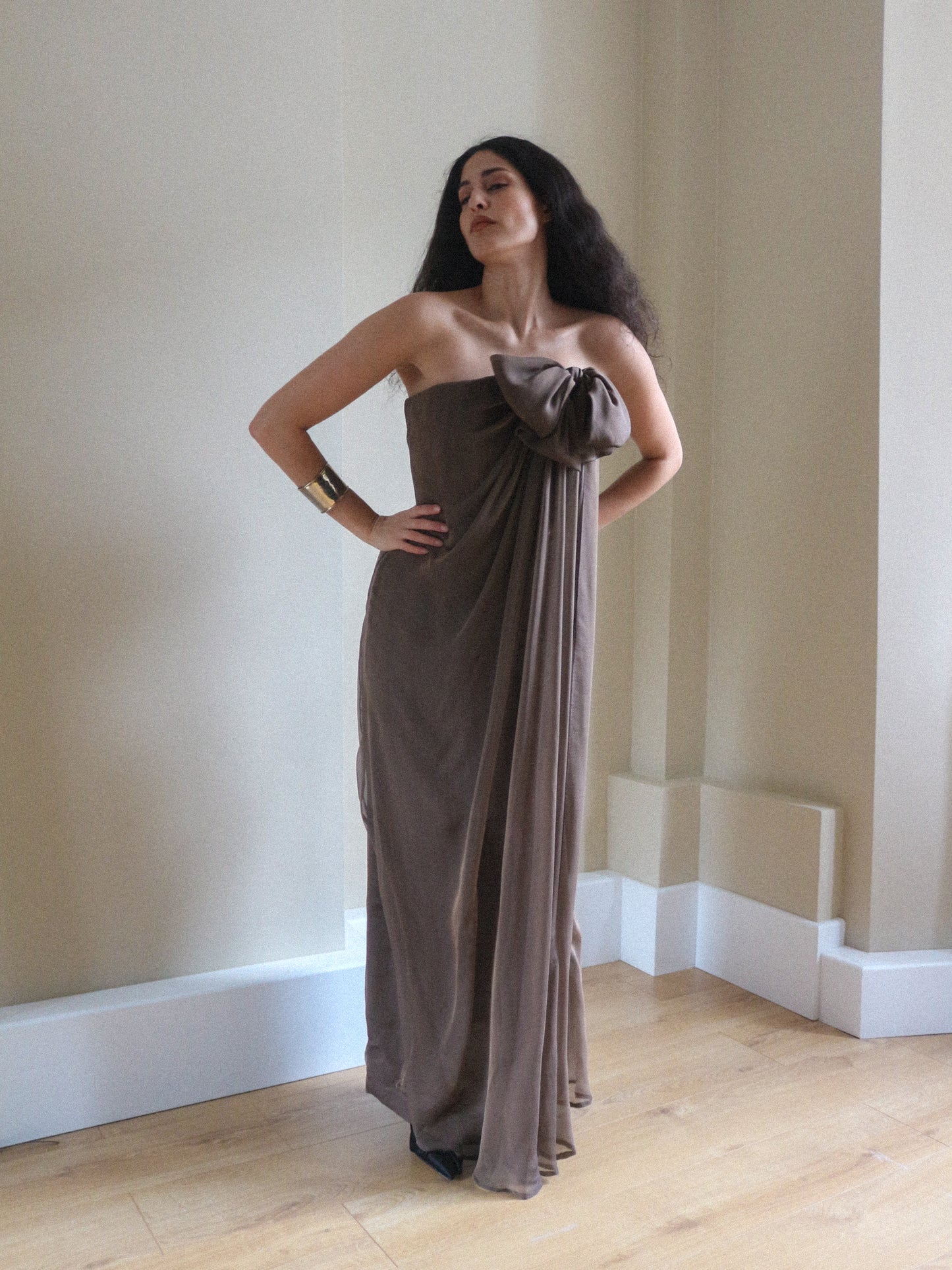 Yves Saint Laurent Haute Couture Spring 1998 Draped Silk Chiffon Gown