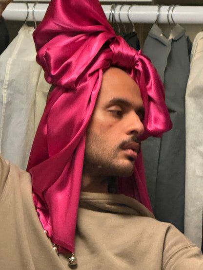 Yves Saint Laurent 1990s Satin Pink Scarf with Baubles