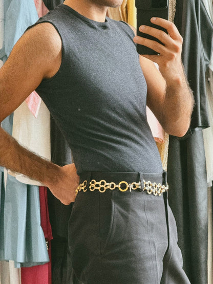 Yves Saint Laurent Rive Gauche Golden Chain Link Belt 1960s