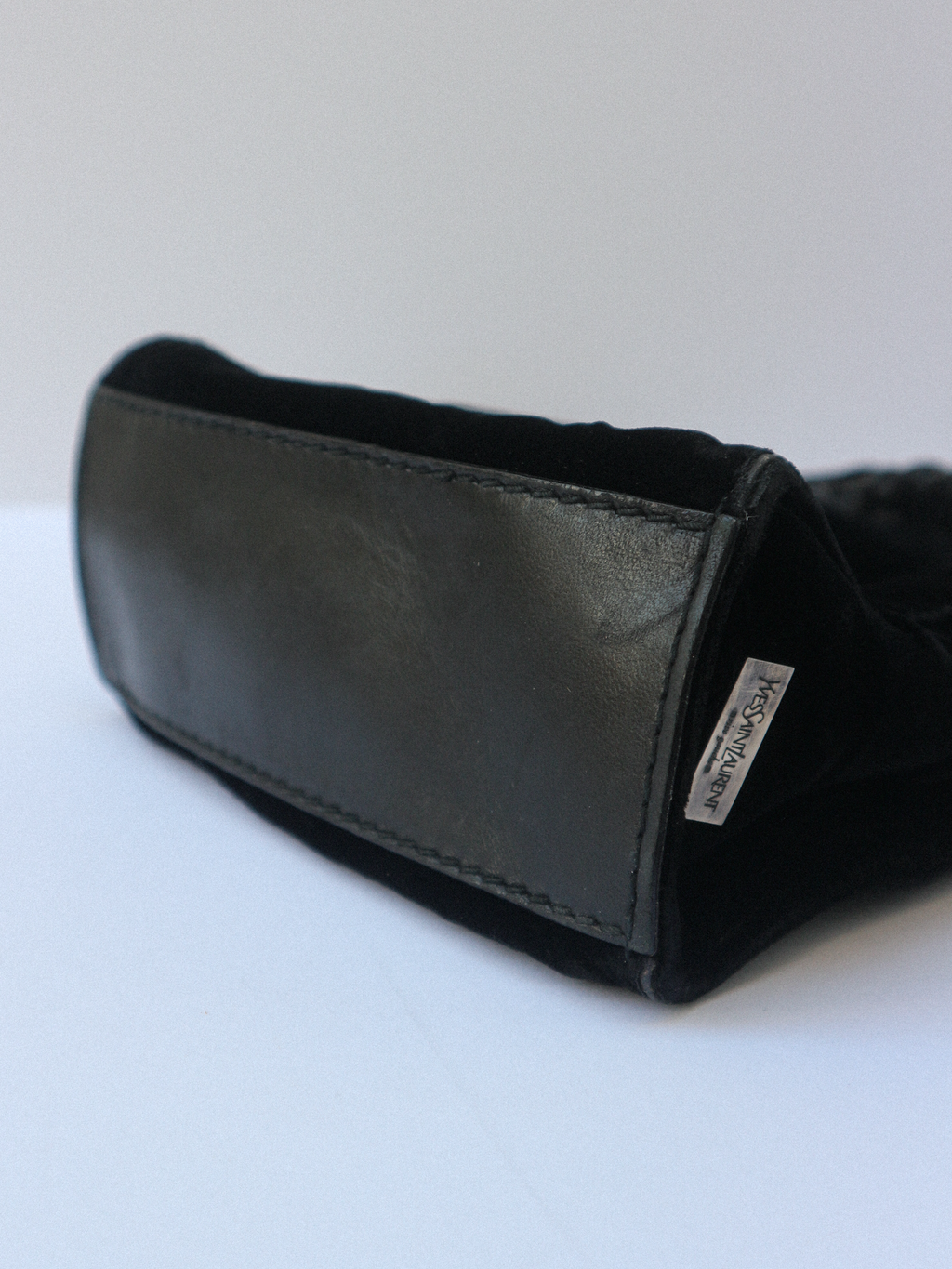 Yves Saint Laurent Black Velvet and Leather Shoulder Bag circa 2001-2004