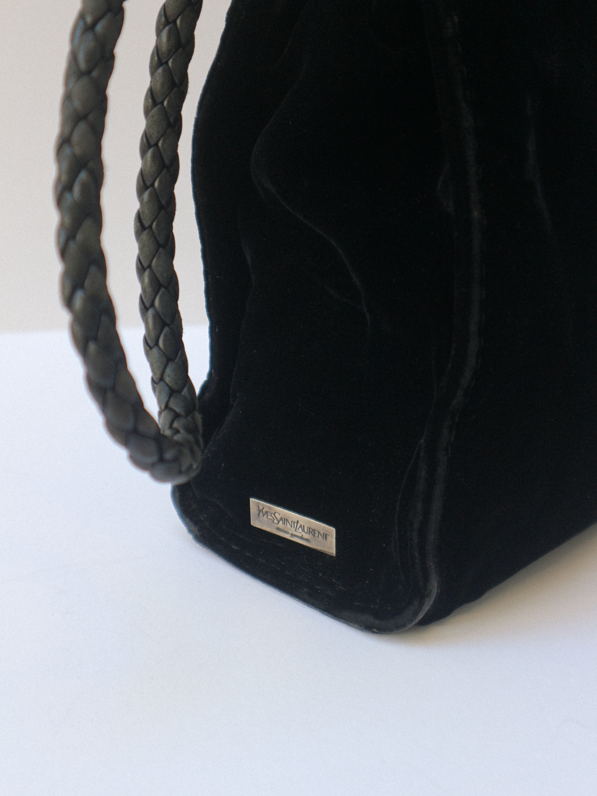 Yves Saint Laurent Black Velvet and Leather Shoulder Bag circa 2001-2004