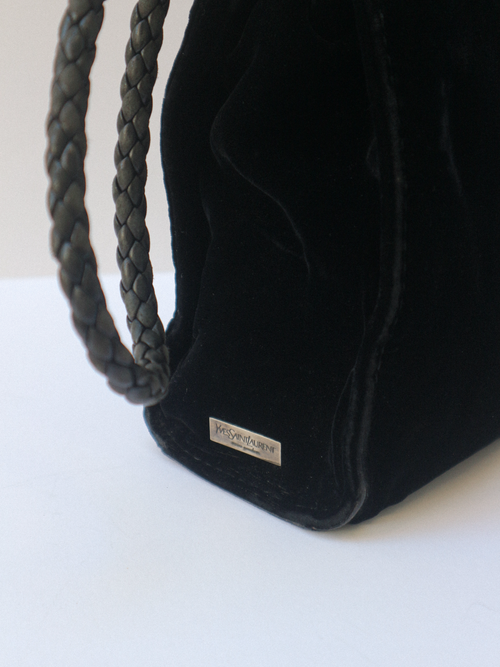 Yves Saint Laurent Black Velvet and Leather Shoulder Bag circa 2001-2004