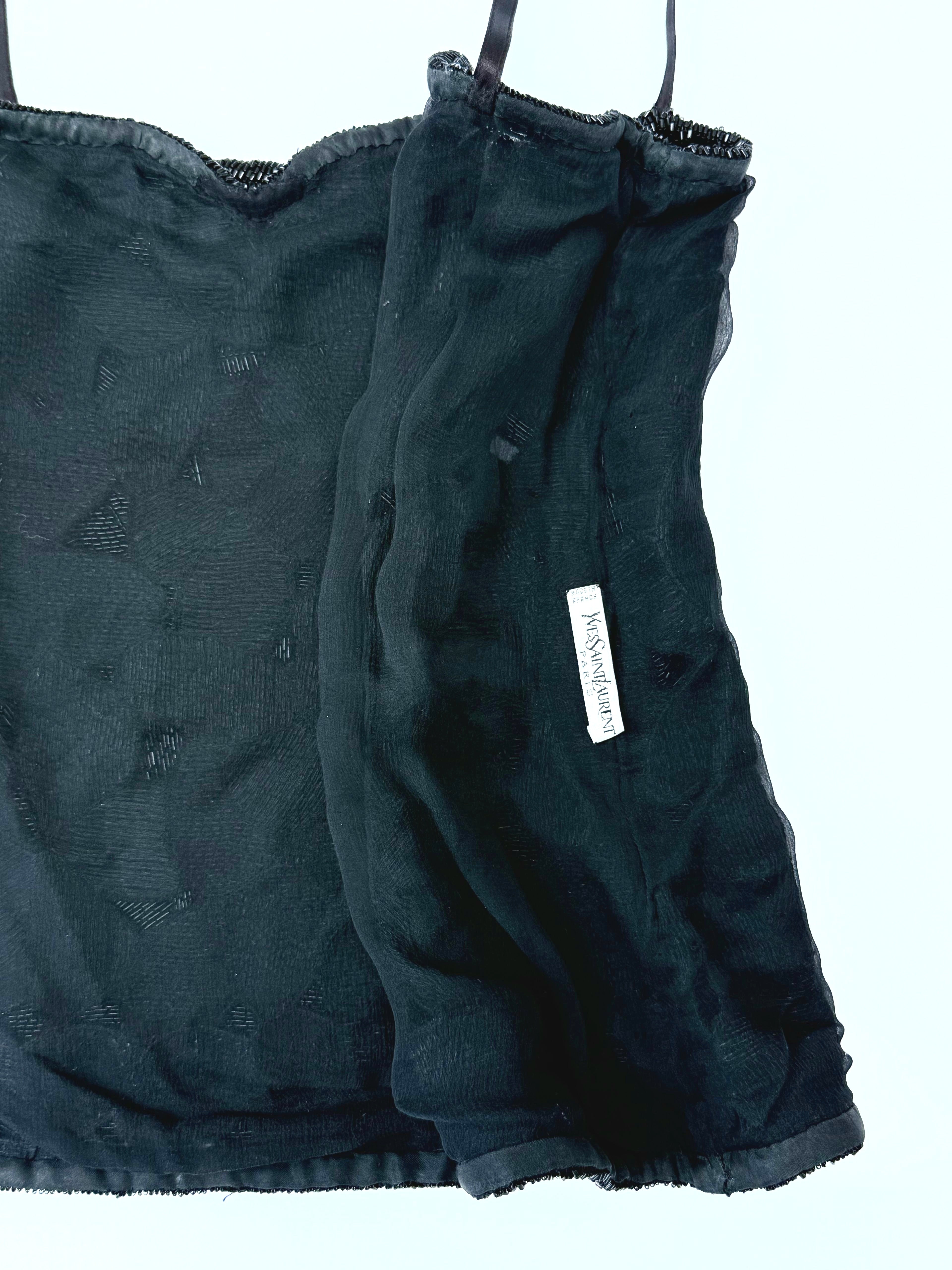 Yves Saint Laurent Haute Couture Black Beaded Camisole Top