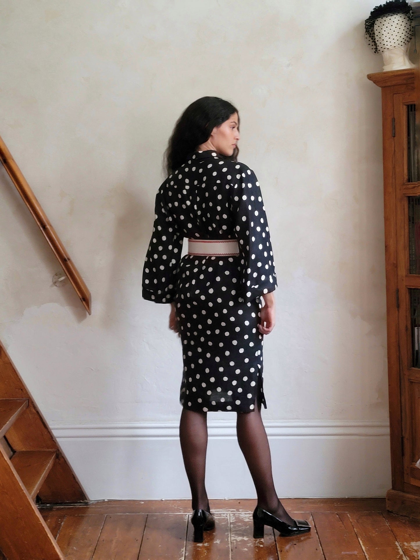 Yves Saint Laurent Rive Gauche 1980s polkadot linen dress